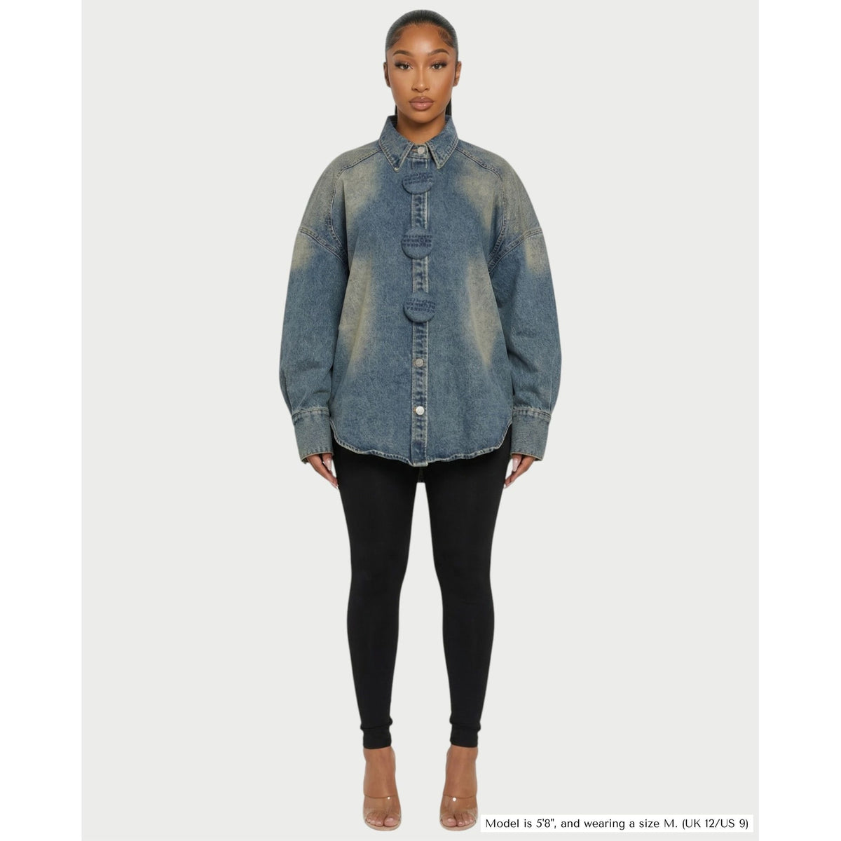 Shirt Jacket with Relaxed Oversized Fit and Washed - Image 1