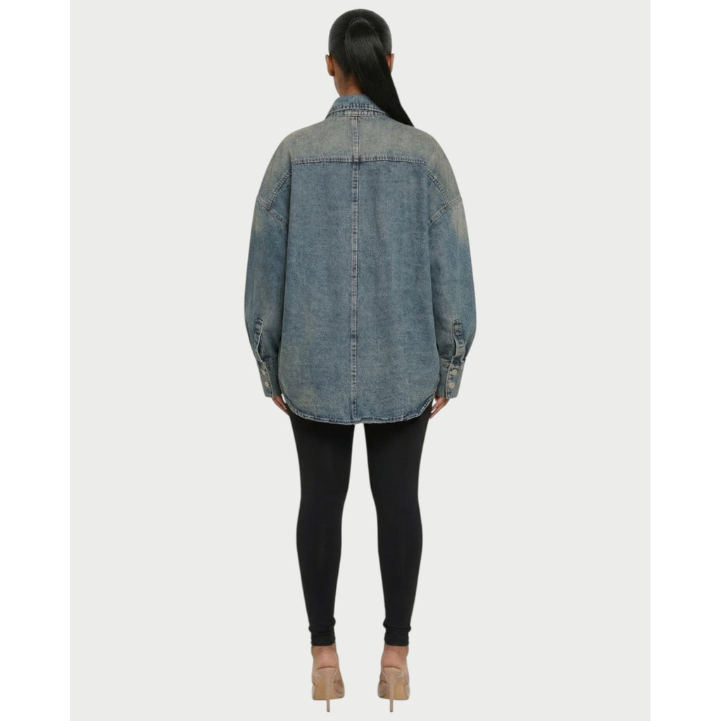 Shirt Jacket with Relaxed Oversized Fit and Washed - Image 2