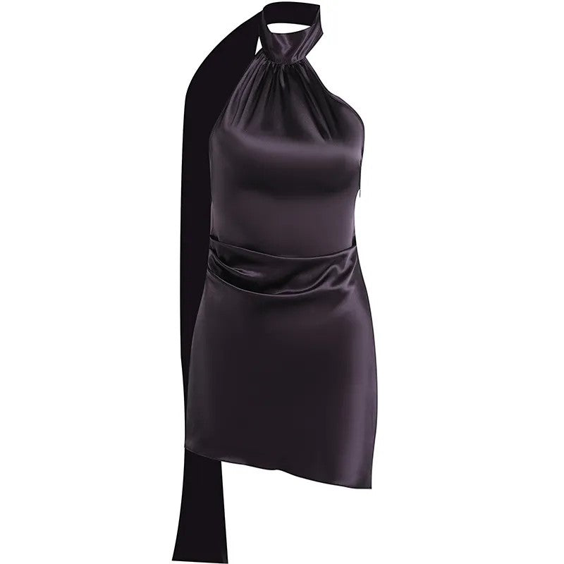 NOVA | Robe mini dos nu à col licou pour femmes – Robe moulante dos ouvert, robe de soirée et de sortie