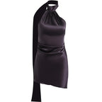 NOVA | Robe mini dos nu à col licou pour femmes – Robe moulante dos ouvert, robe de soirée et de sortie