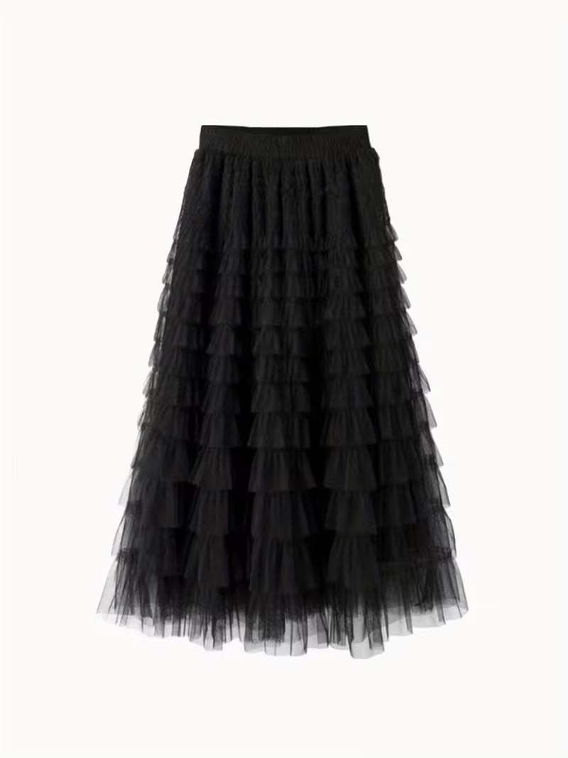 NOVA | Women's Tiered Ruffle Maxi Skirt – High Waist Boho Summer Skirt