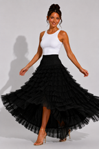 NOVA | Women's Tiered Ruffle Maxi Skirt – High Waist Boho Summer Skirt