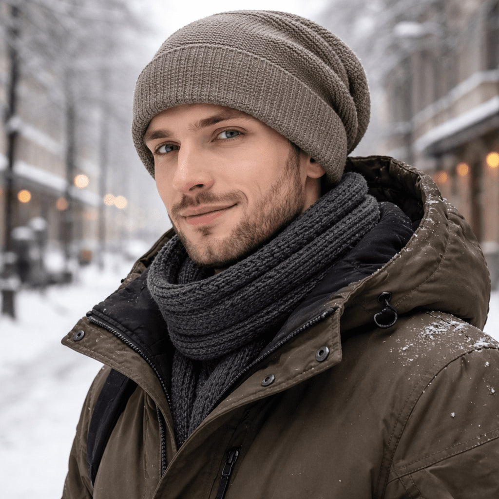 Slouchy Beanie with Warm Fleece Lining and Loose Fit - Image 2