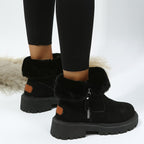 Snow Boots with Side Zipper Faux and Low Heel - Image 3