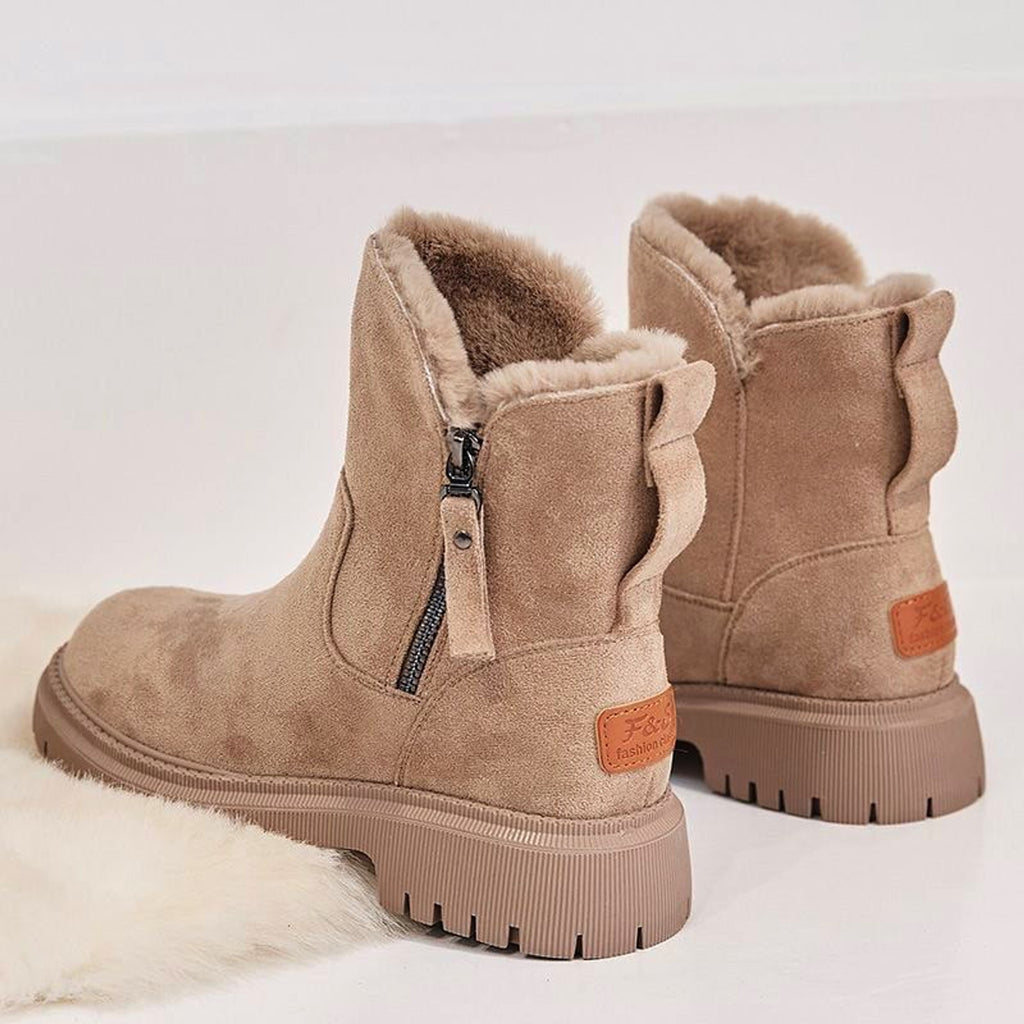 Snow Boots with Side Zipper Faux and Low Heel - Image 4