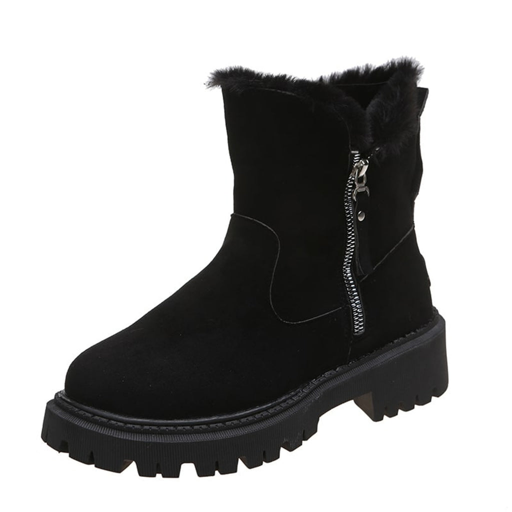 Snow Boots with Side Zipper Faux and Low Heel - Image 5