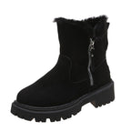 Snow Boots with Side Zipper Faux and Low Heel - Image 5