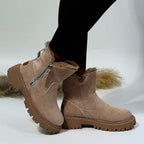 Snow Boots with Side Zipper Faux and Low Heel - Image 6