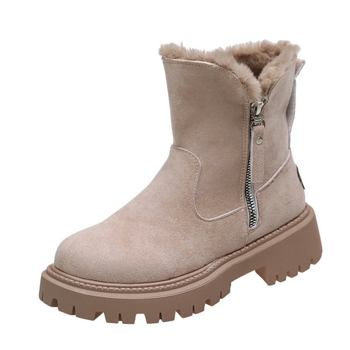 Snow Boots with Side Zipper Faux and Low Heel - Image 8