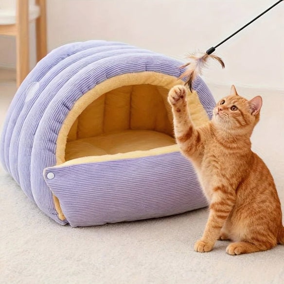 Snugden Enclosed Cat Bed With Arctic Fleece Lining For Warmth And Security - Image 7