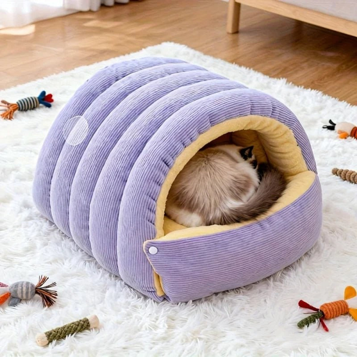 Snugden Enclosed Cat Bed With Arctic Fleece Lining For Warmth And Security - Image 2