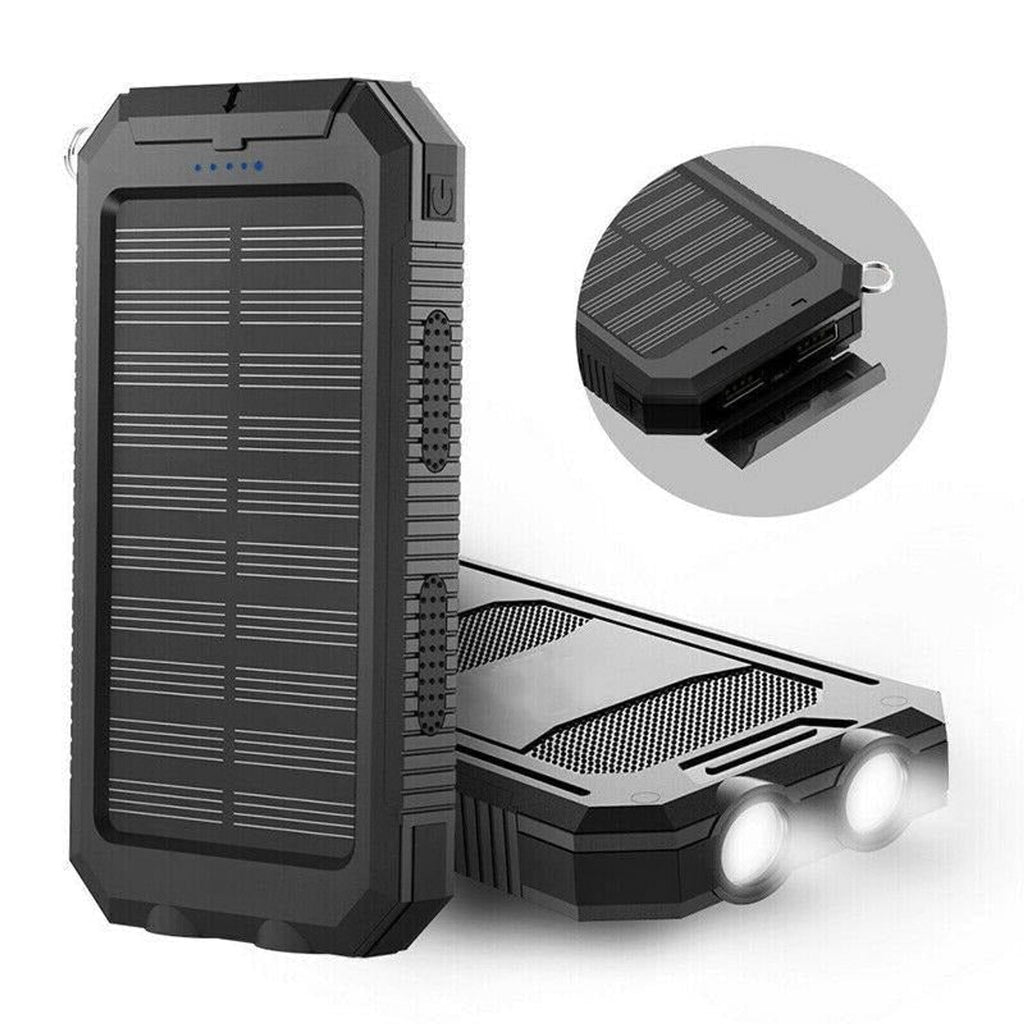 Solar Charger Power Bank With Dual USB Ports LED Flashlight And IP44 Waterproofing - Image 1
