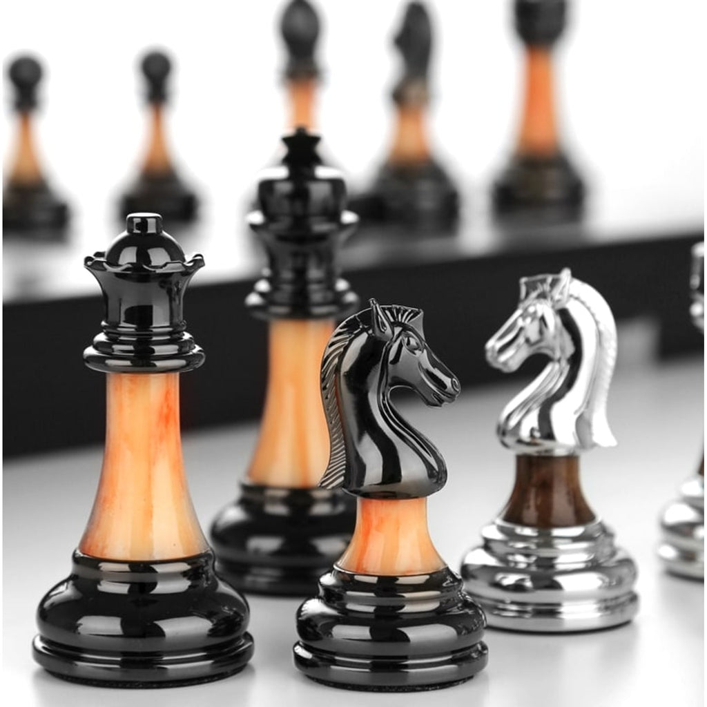 Solid-Wood Folding Chess Set With Board - Image 9