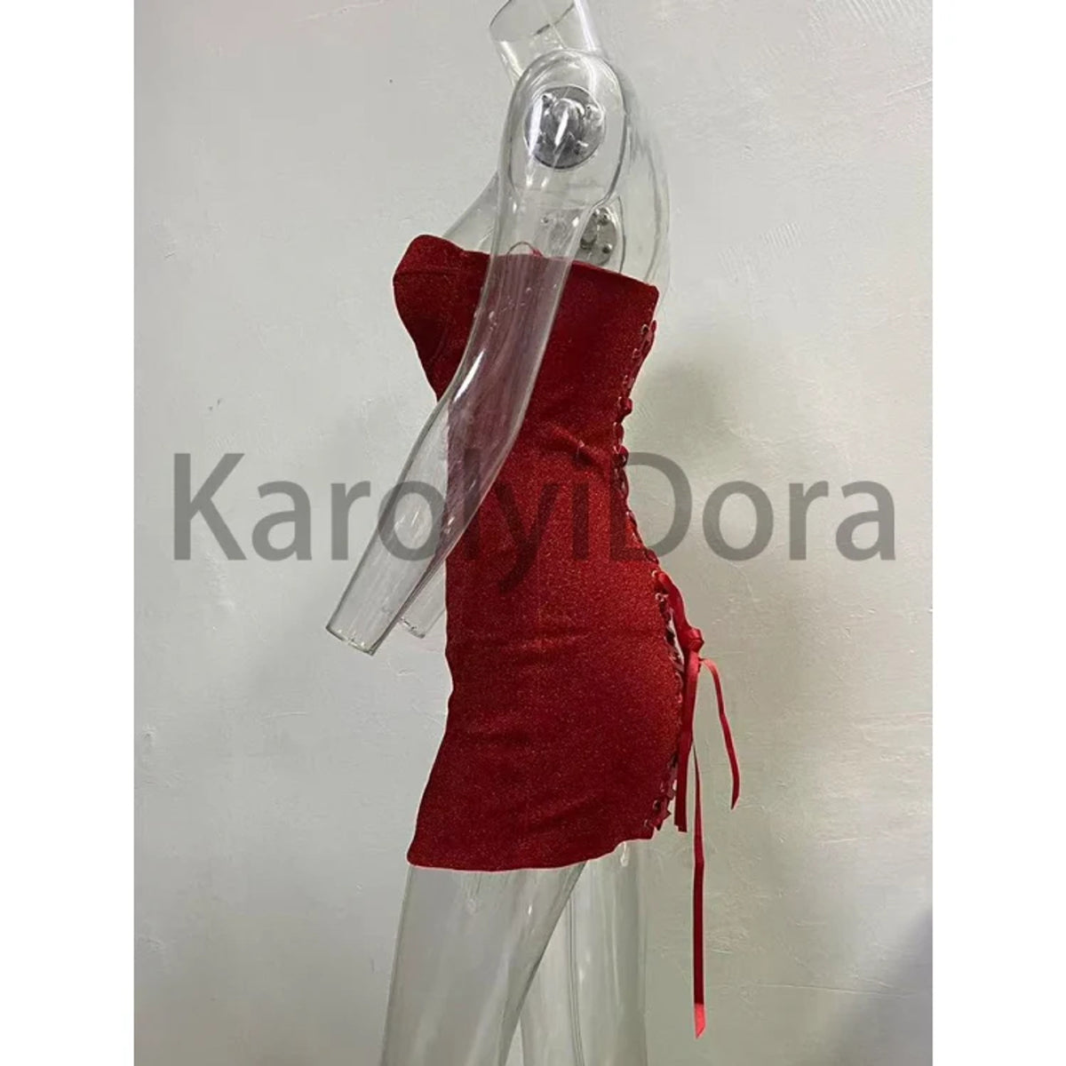Strapless Mini Dress with Flattering Bodycon Fit and Lace-Up Back - Image 5