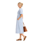 NOVA | Striped Midi Dress – Button Detail & Pockets