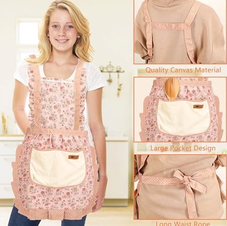 Stylish Cooking Apron With Elegant Floral Design Perfect For Home And Restaurant Use - Image 9