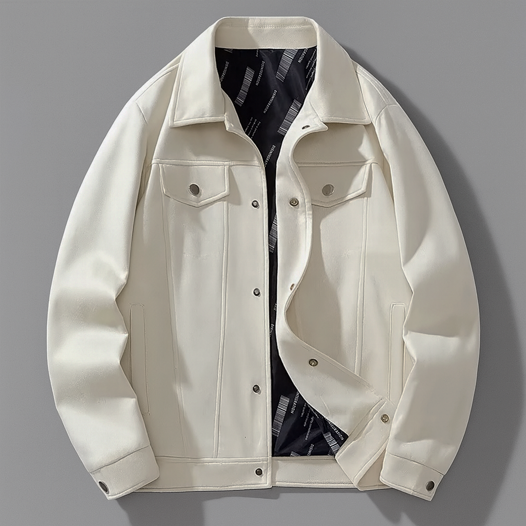 Suede Jacket with Relaxed Fit and Snap-Front - Image 5