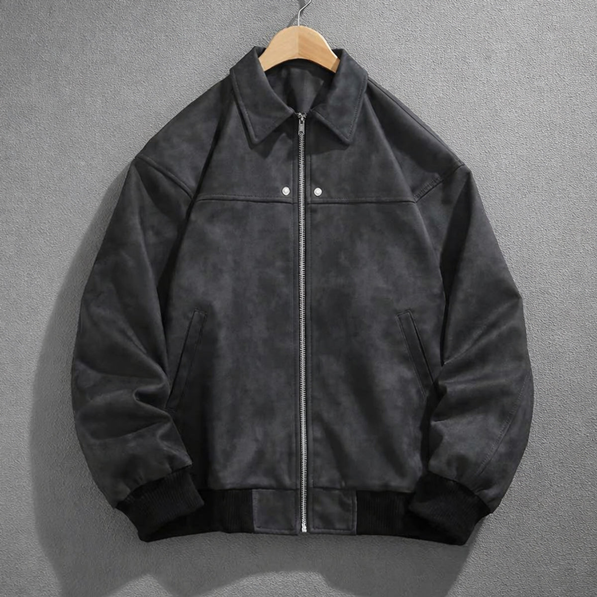 Suede Jacket with Relaxed Tailored Fit and Zip Pockets - Image 4