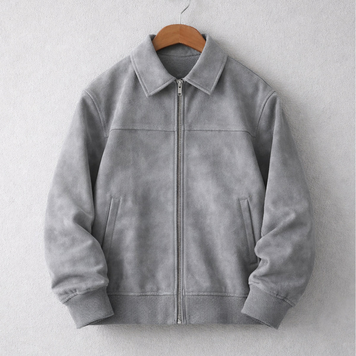 Suede Jacket with Relaxed Tailored Fit and Zip Pockets - Image 5