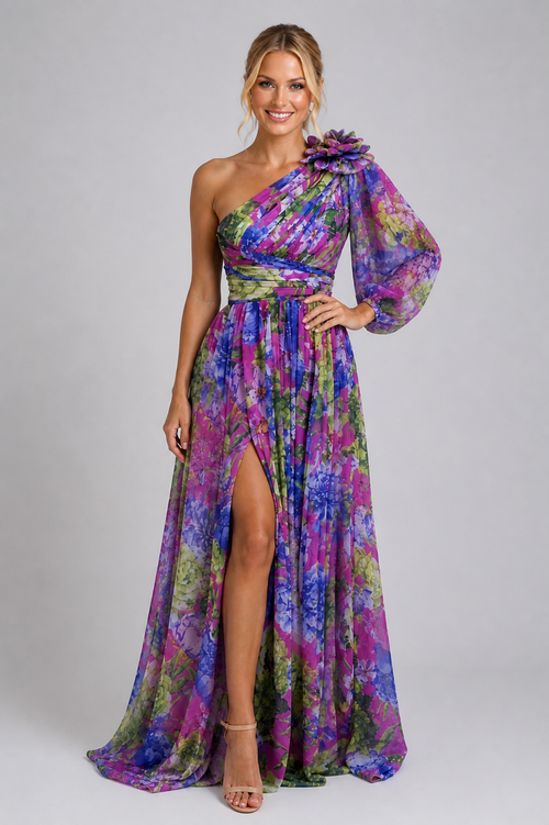 NOVA | Women's Floral One Shoulder Maxi Dress Flowy Spring Maxi Dres House Of Nova London NOVA | Women's Floral One Shoulder Maxi Dress Flowy Spring Maxi Dres House Of Nova London