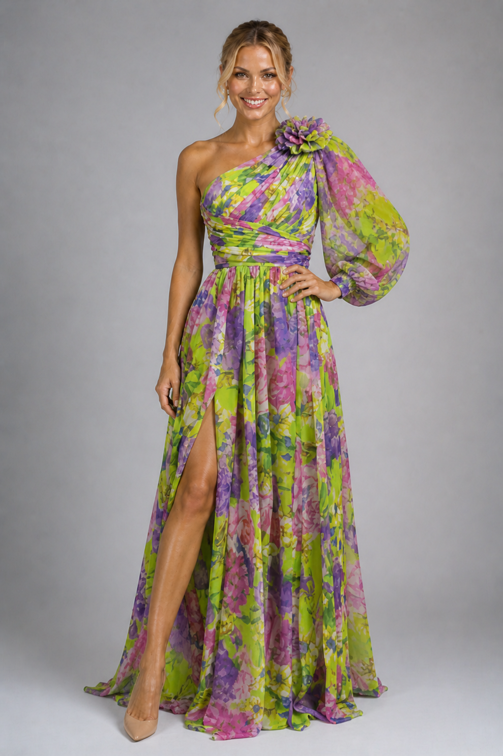 NOVA | Women’s Floral One Shoulder Maxi Dress – Flowy Spring Maxi Dress