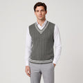 Sweater Vest Cable Knit V-Neck Sleeveless Classic Pullover Design - hero