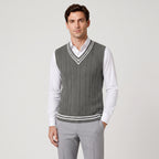 Sweater Vest Cable Knit V-Neck Sleeveless Classic Pullover Design - hero