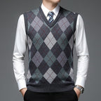 Sweater Vests with Classic Argyle Knit and V-Neck - Image 1