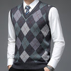 Sweater Vests with Classic Argyle Knit and V-Neck - Image 2