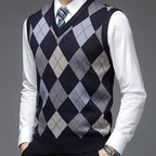 Sweater Vests with Classic Argyle Knit and V-Neck - Image 3