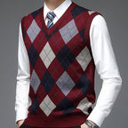 Sweater Vests with Classic Argyle Knit and V-Neck - Image 6