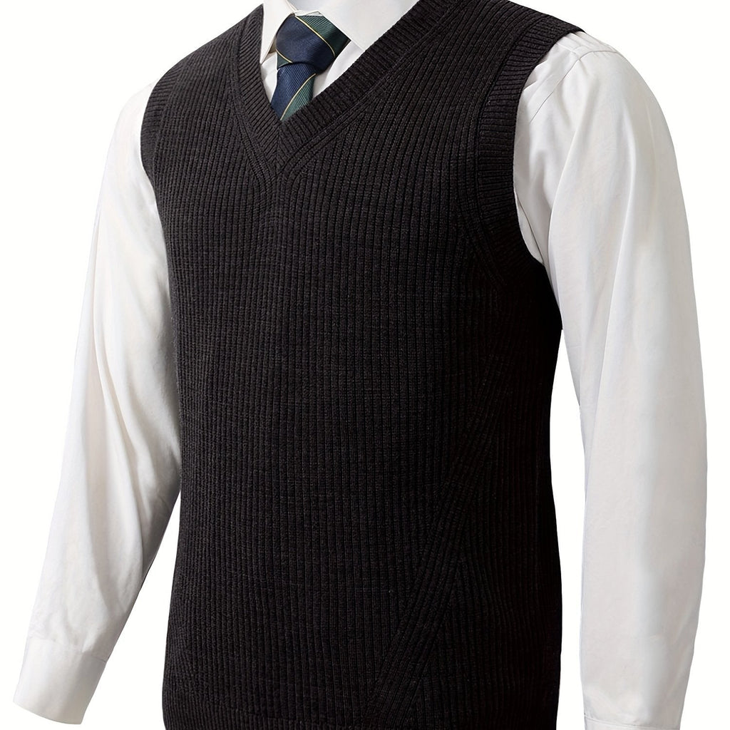 Sweater Vests with Classic Knit Fit and V-Neck - Image 1