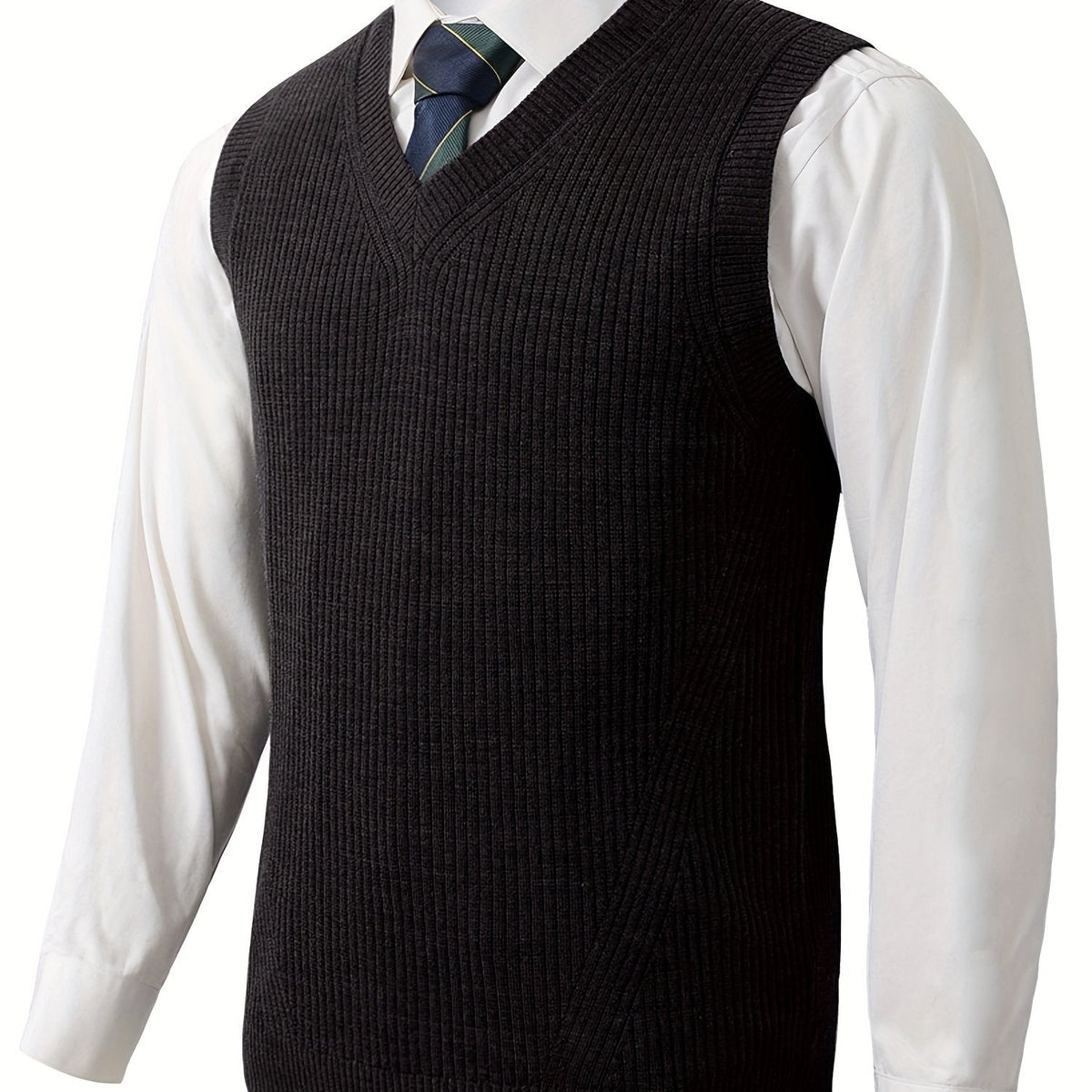 Sweater Vests with Classic Knit Fit and V-Neck - Image 1