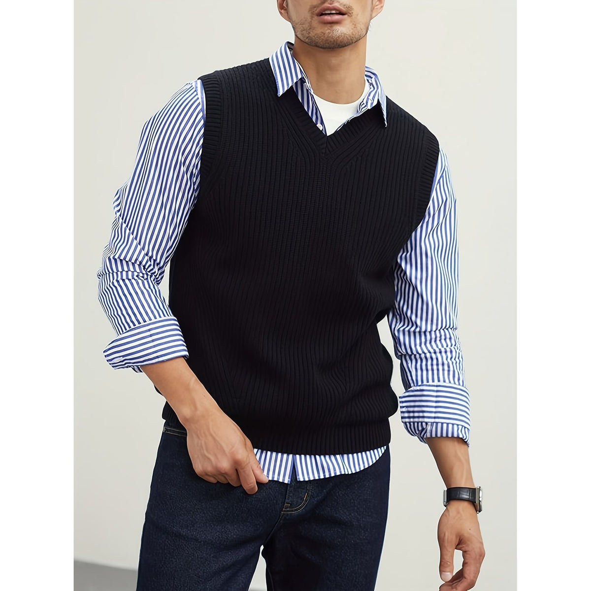 Sweater Vests with Classic Knit Fit and V-Neck - Image 4