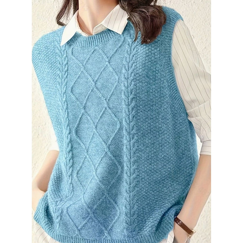 Sweater Vests with Flattering Cable-Knit Fit and Round Neck - Image 7