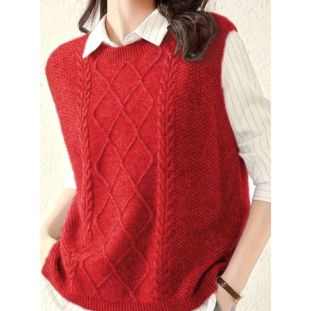 Sweater Vests with Flattering Cable-Knit Fit and Round Neck - Image 13