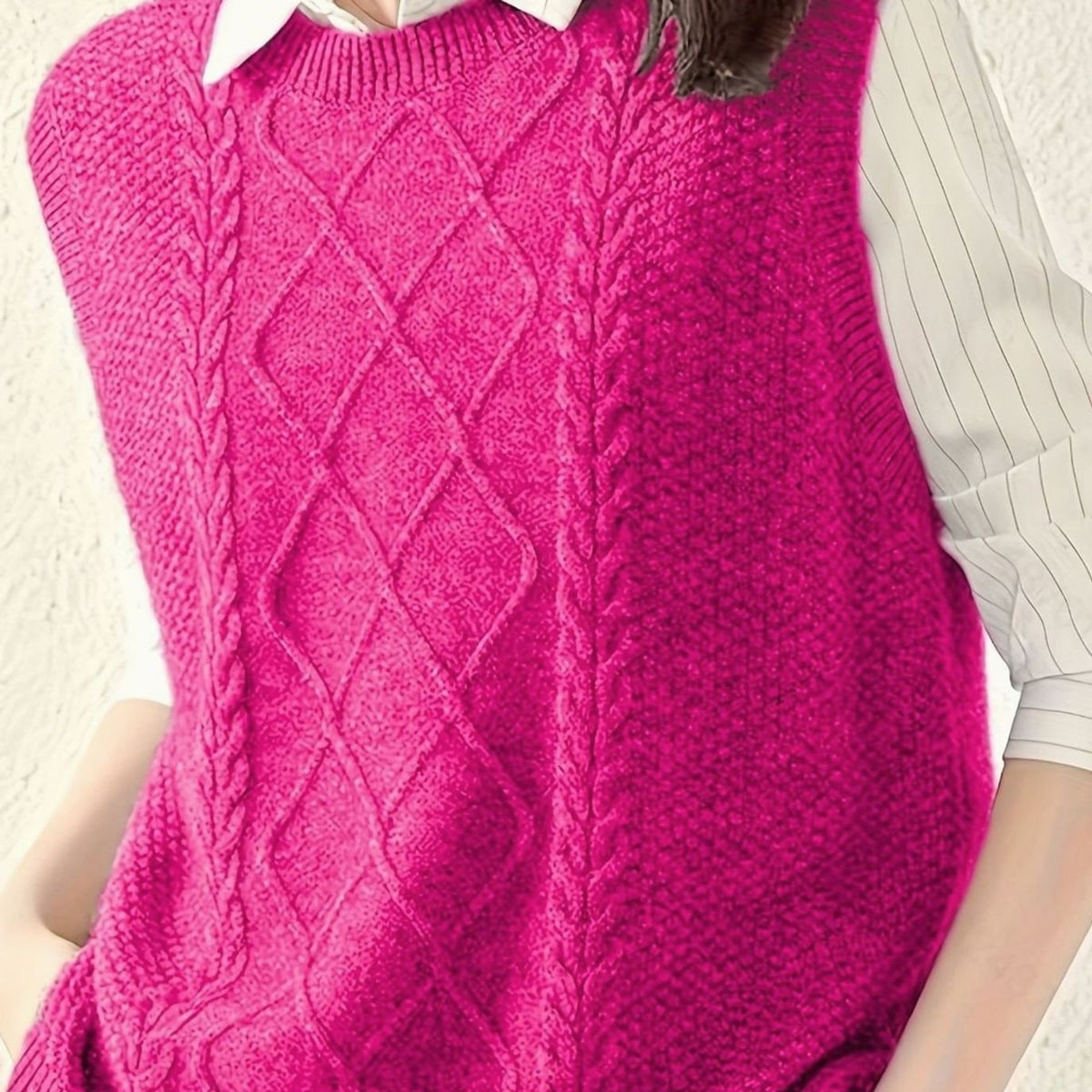 Sweater Vests with Flattering Cable-Knit Fit and Round Neck - Image 17