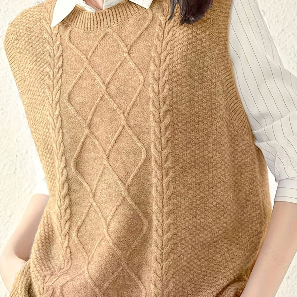 Sweater Vests with Flattering Cable-Knit Fit and Round Neck - Image 1