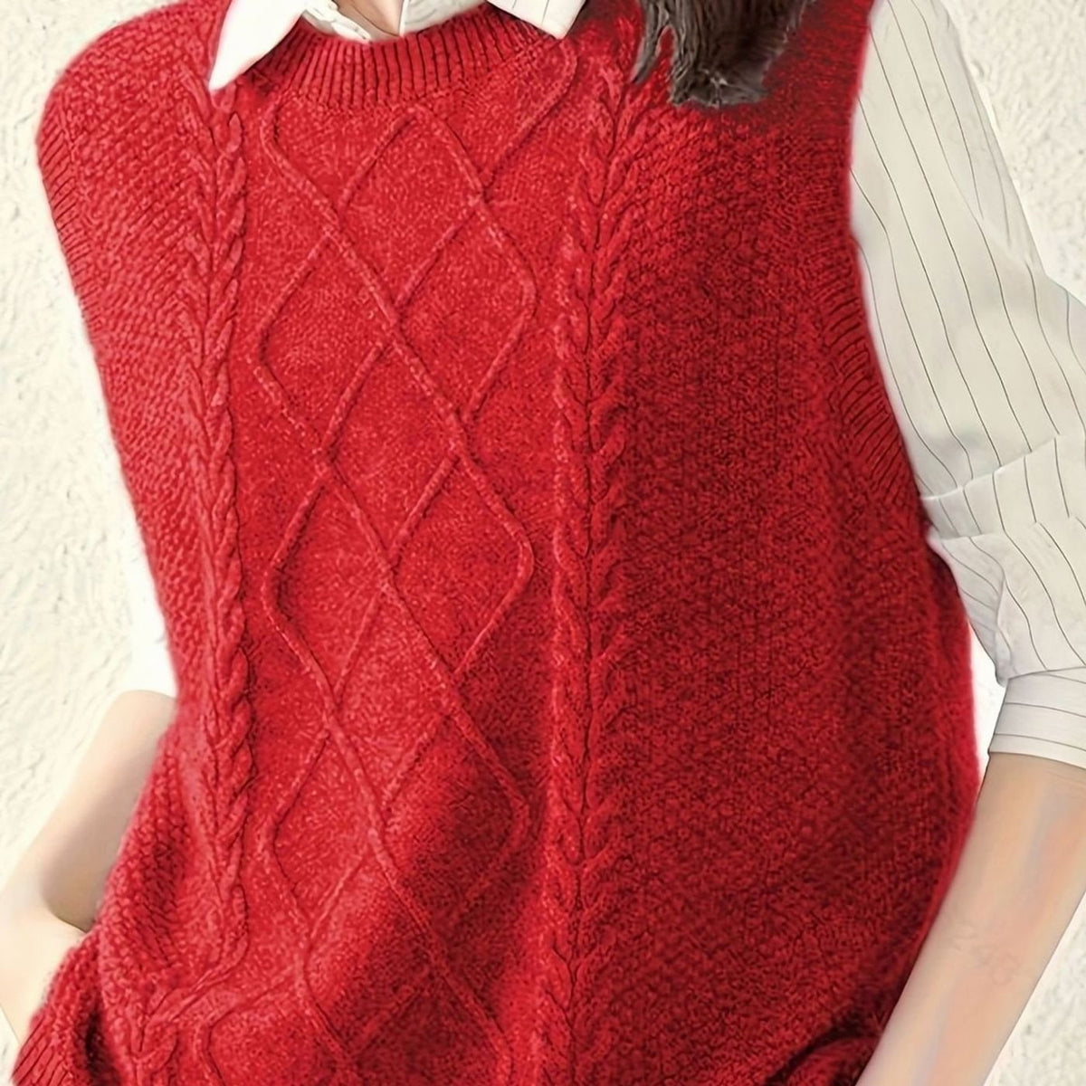 Sweater Vests with Flattering Cable-Knit Fit and Round Neck - Image 18