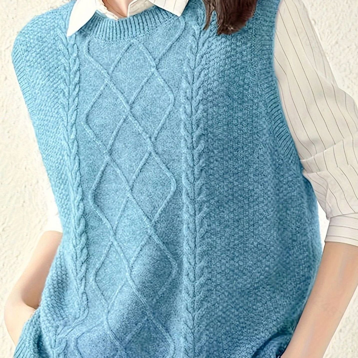 Sweater Vests with Flattering Cable-Knit Fit and Round Neck - Image 6