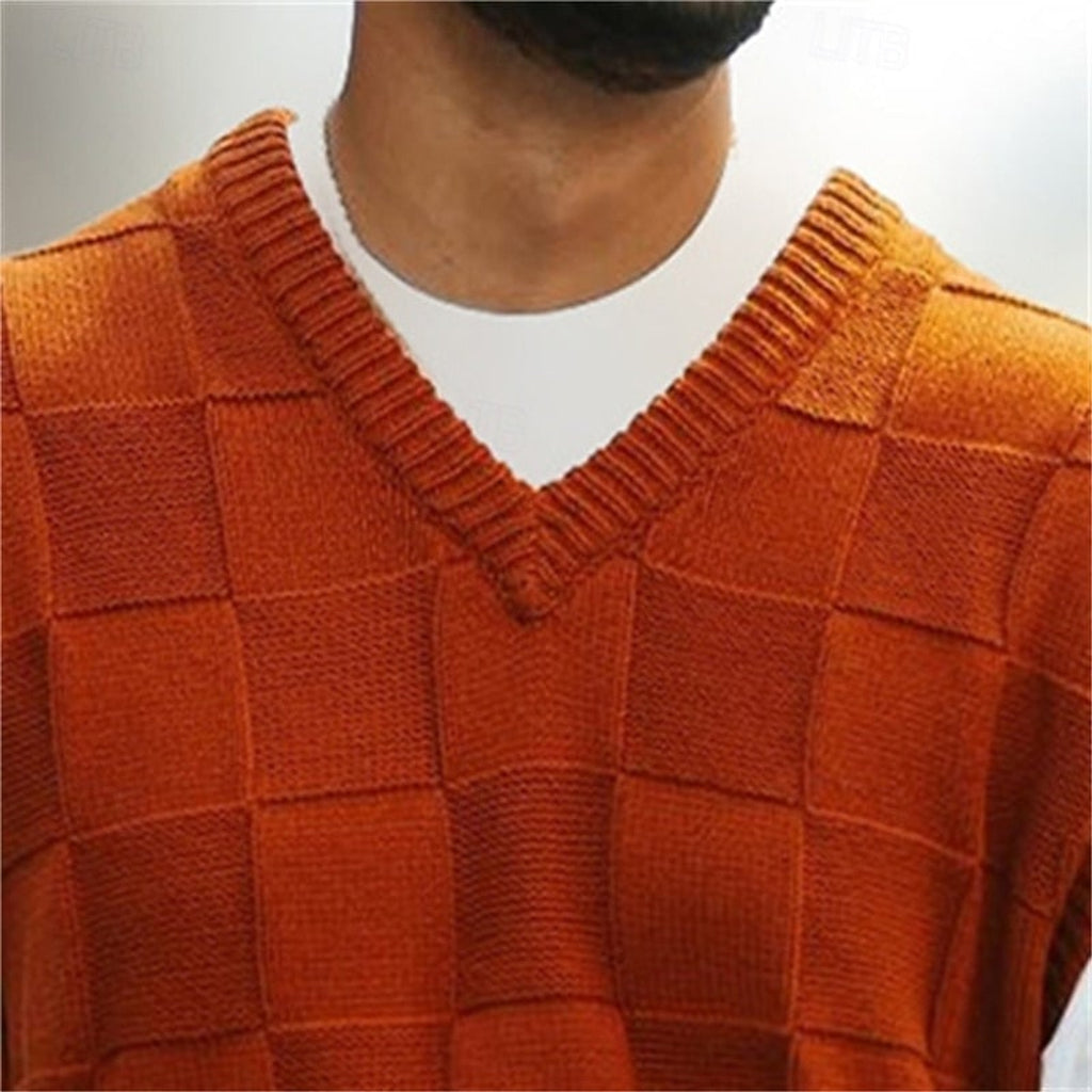 Sweater Vests with Knit Checkerboard Texture and V-Neck - Image 2