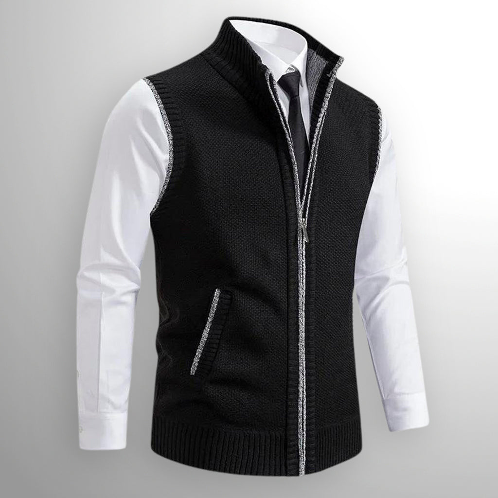 Sweater Vests with Knit Full-Zip Front and Sleeveless Cut - Image 1