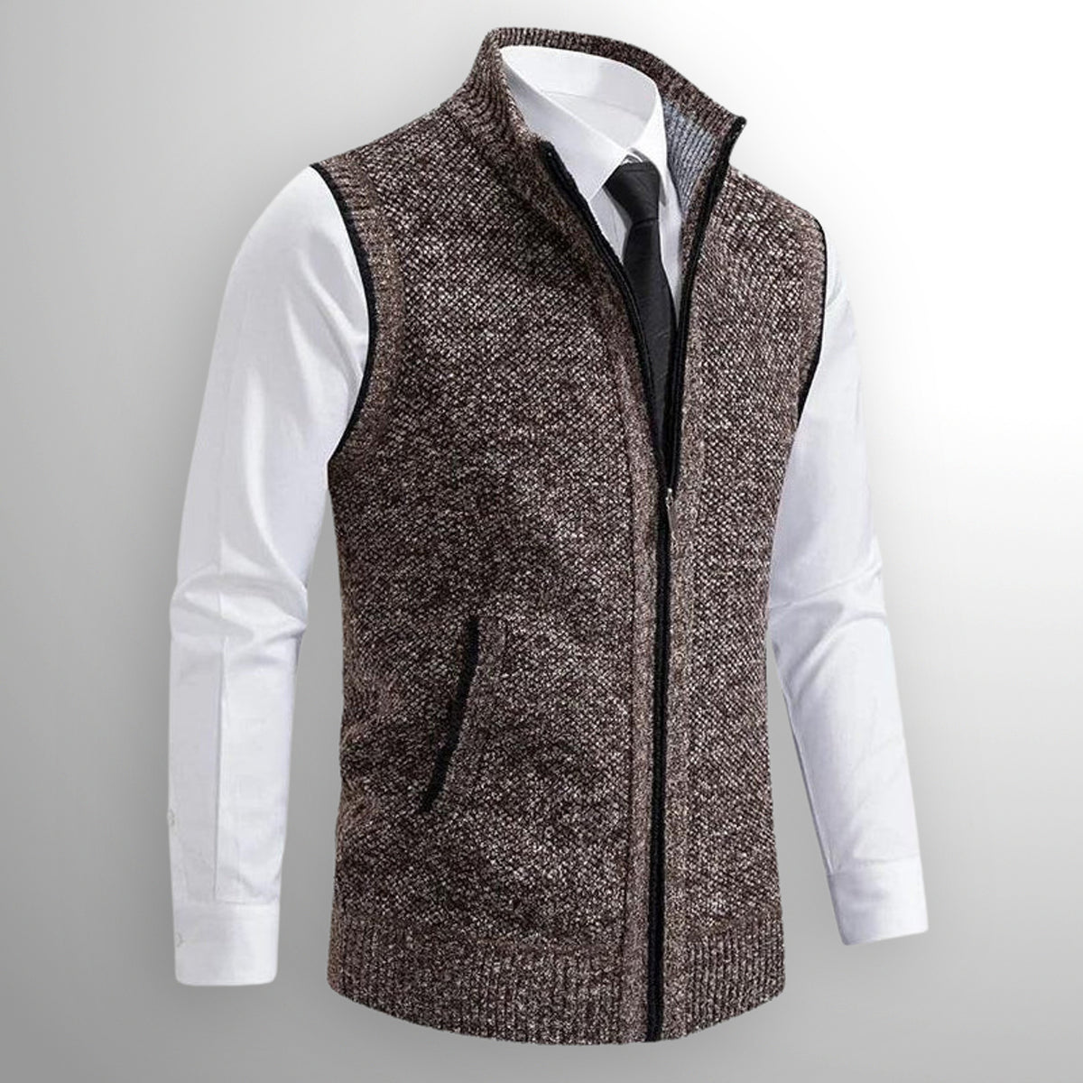 Sweater Vests with Knit Full-Zip Front and Sleeveless Cut - Image 2