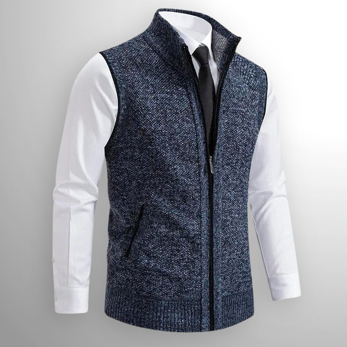 Sweater Vests with Knit Full-Zip Front and Sleeveless Cut - Image 3