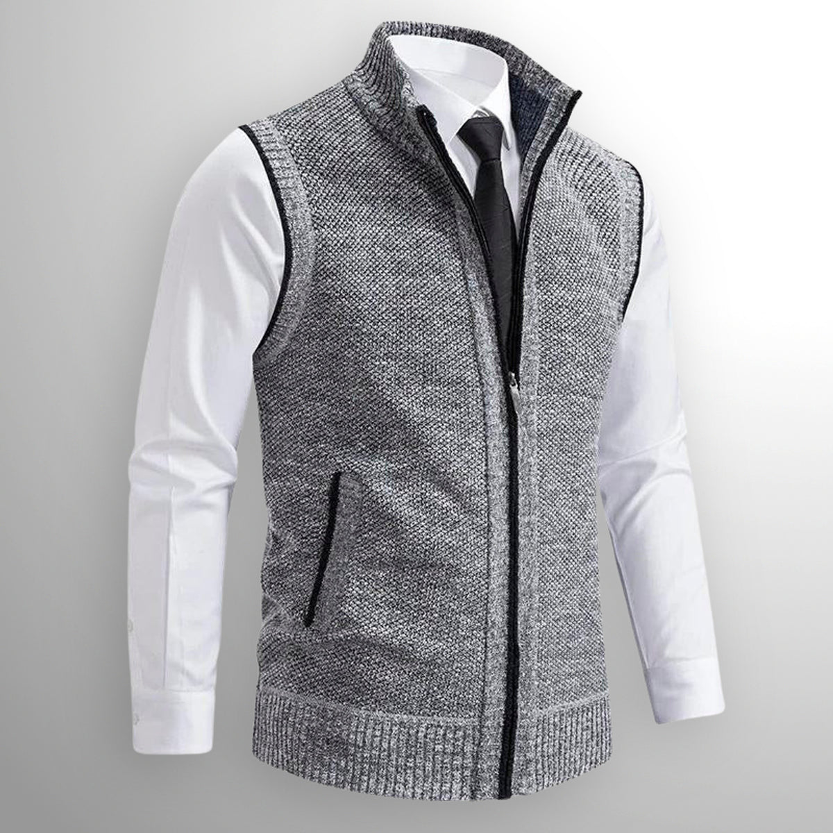 Sweater Vests with Knit Full-Zip Front and Sleeveless Cut - Image 4
