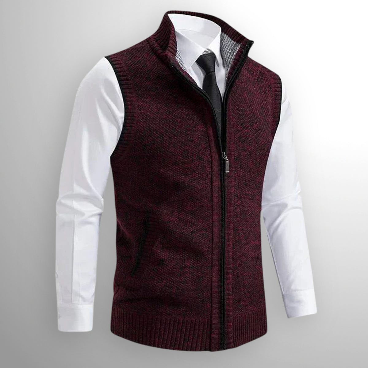 Sweater Vests with Knit Full-Zip Front and Sleeveless Cut - Image 5