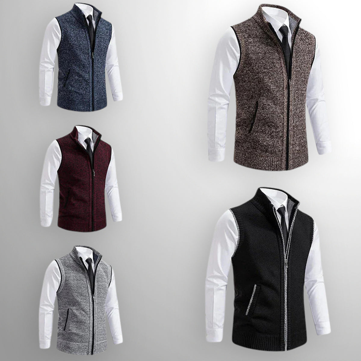 Sweater Vests with Knit Full-Zip Front and Sleeveless Cut - Image 6