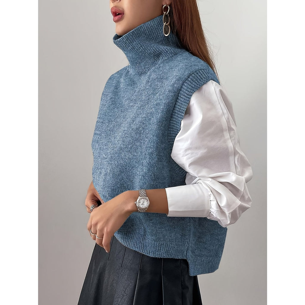 Sweater Vests with Knit Turtleneck Style and Relaxed Fit - Image 10