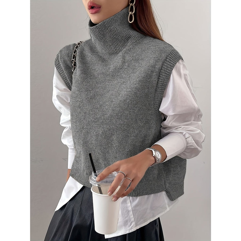 Sweater Vests with Knit Turtleneck Style and Relaxed Fit - Image 11
