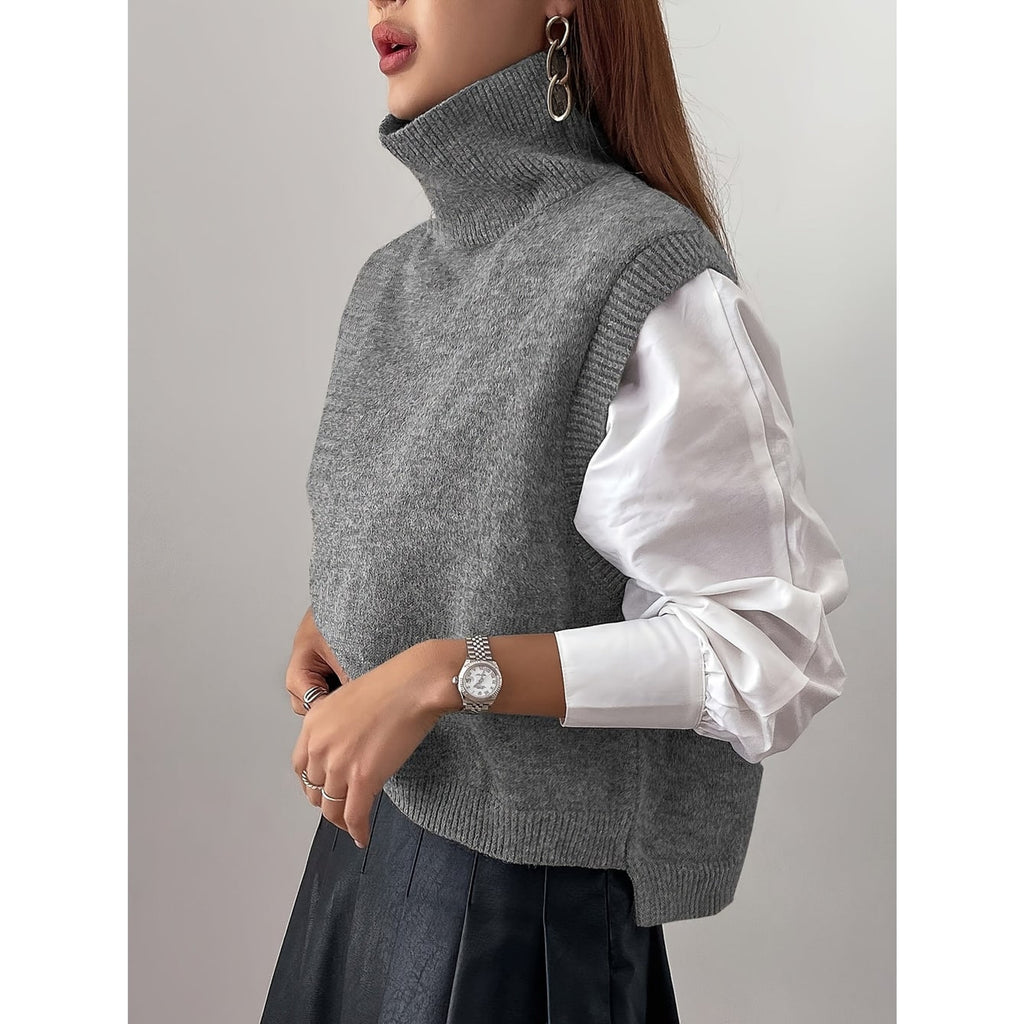 Sweater Vests with Knit Turtleneck Style and Relaxed Fit - Image 13